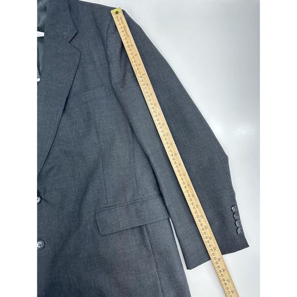 Executive Collection Mens Suit Coat Size 46R Gray Two Button Up Single Breasted - Picture 11 of 13